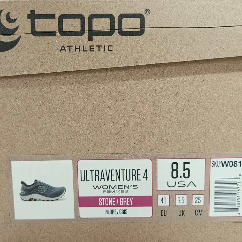 Topo Athletic Ultraventure 4 Stone Grey Womens Size 8.5 Trail Running Hiking